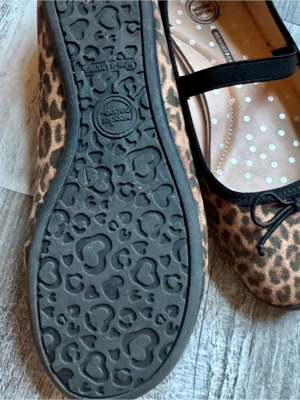 wonder nation Leopard Print Mary Jane Flats Brown Black